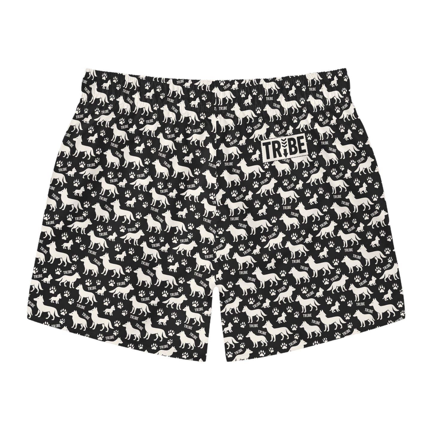 WOLF TRIBE Imprinted 5-6" Inseam Swim Trunks - Onyx