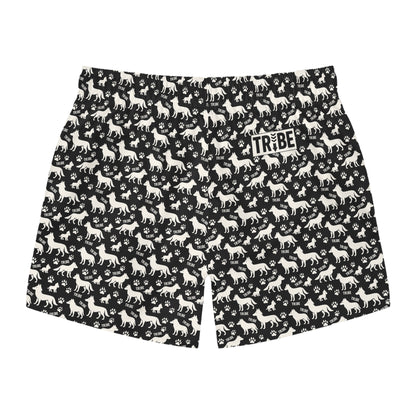 WOLF TRIBE Imprinted 5-6" Inseam Swim Trunks - Onyx