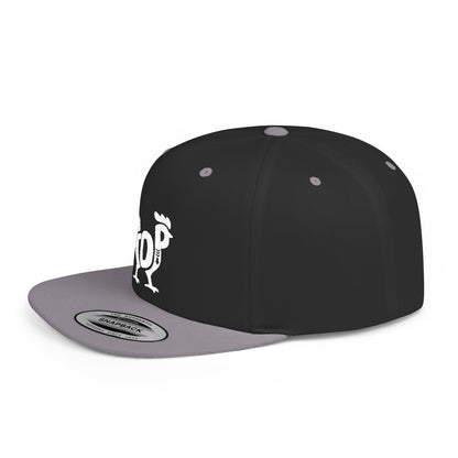 TOP COCK Flat Bill Snapback — Bone Silhouette Design