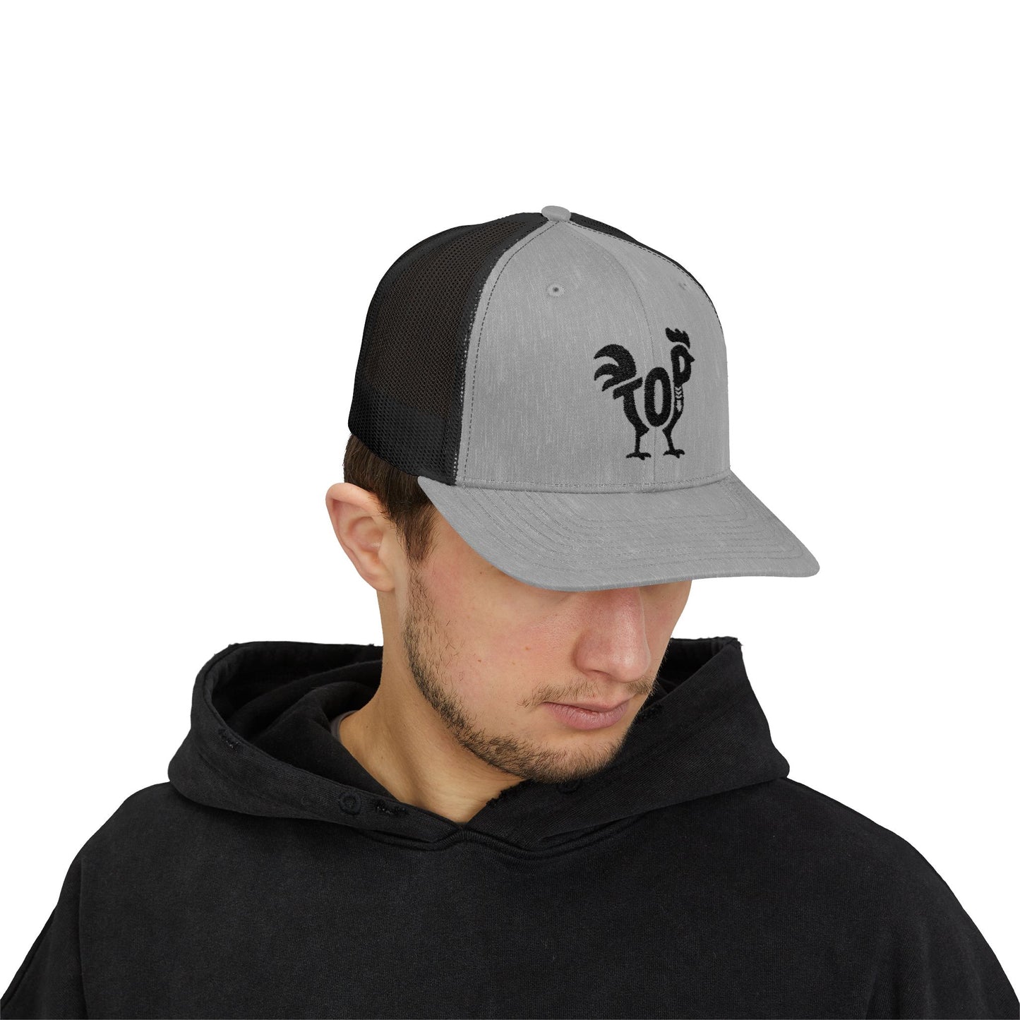 TOP COCK Snapback Trucker Cap - Onyx Silhouette Design