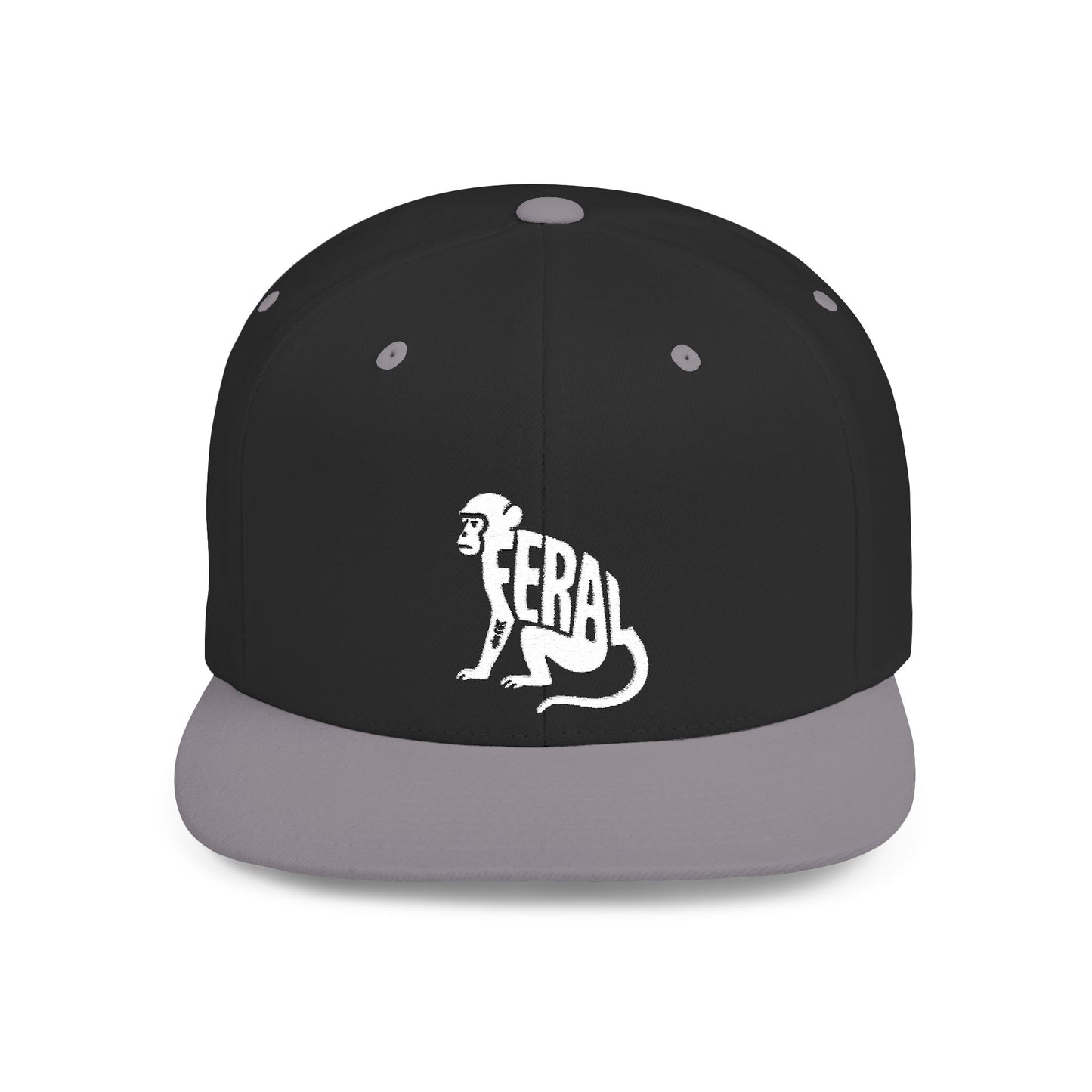 FERAL MONKEY Flat Bill Snapback — Bone Silhouette Design