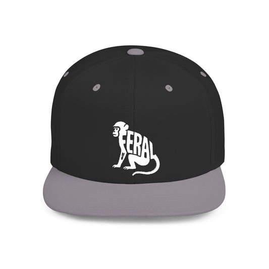 FERAL MONKEY Flat Bill Snapback — Bone Silhouette Design