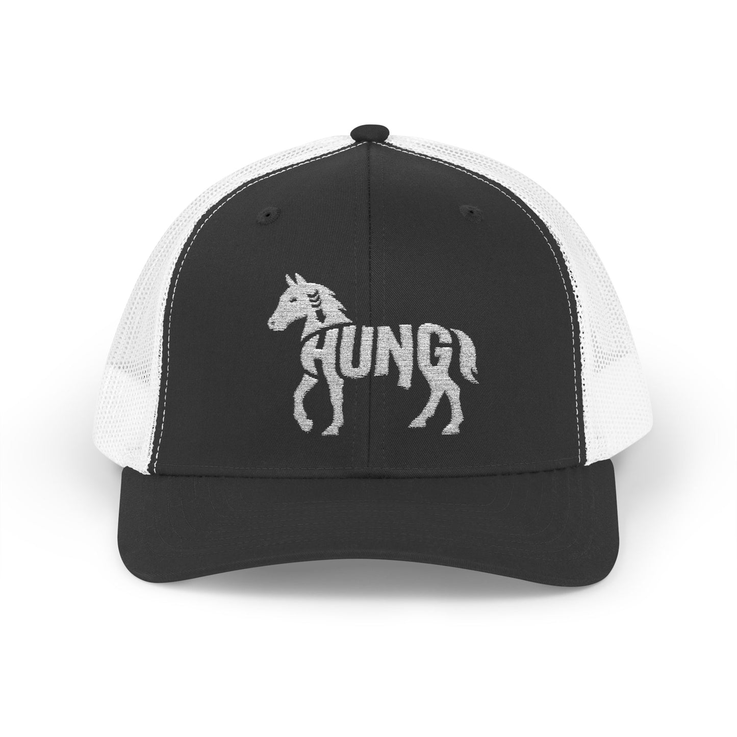 HORSE HUNG Snapback Trucker Cap - Bone Silhouette Design