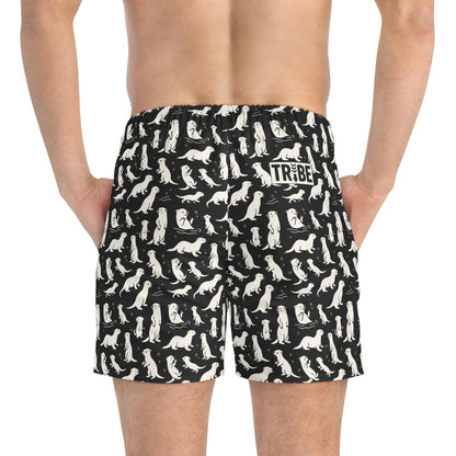 OTTERLY ADORABLE Imprinted 5-6" Inseam Swim Trunks - Onyx