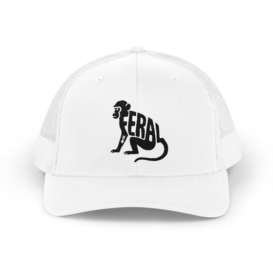 FERAL MONKEY Snapback Trucker Cap - Onyx Silhouette Design