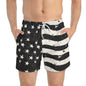 BARS-N-STARS Imprinted 5-6" Inseam Swim Trunks - Onyx
