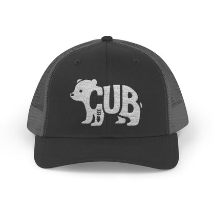 BEAR CUB Snapback Trucker Cap - Bone Silhouette Design