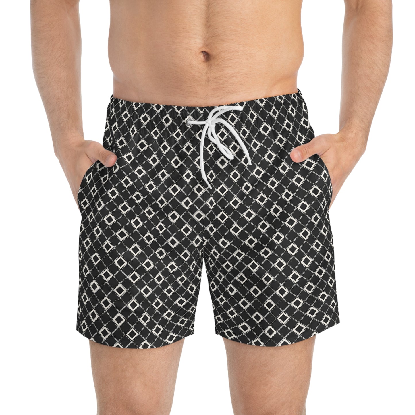 SHINE BRIGHT Imprinted 5-6" Inseam Swim Trunks - Onyx