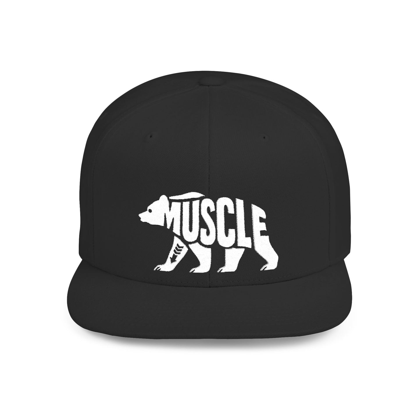 MUSCLE BEAR Flat Bill Snapback — Bone Silhouette Design
