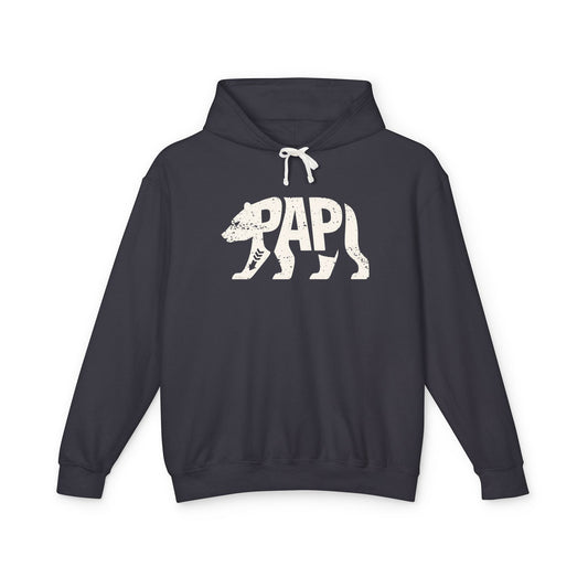 PAPI BEAR Lightweight Hoodie - Bone Silhouette Design