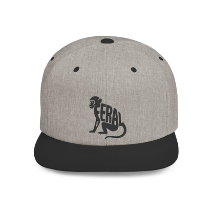 FERAL MONKEY Flat Bill Snapback — Onyx Silhouette Design