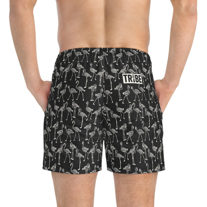 FLOCK TOGETHER Imprinted 5-6" Inseam Swim Trunks - Onyx
