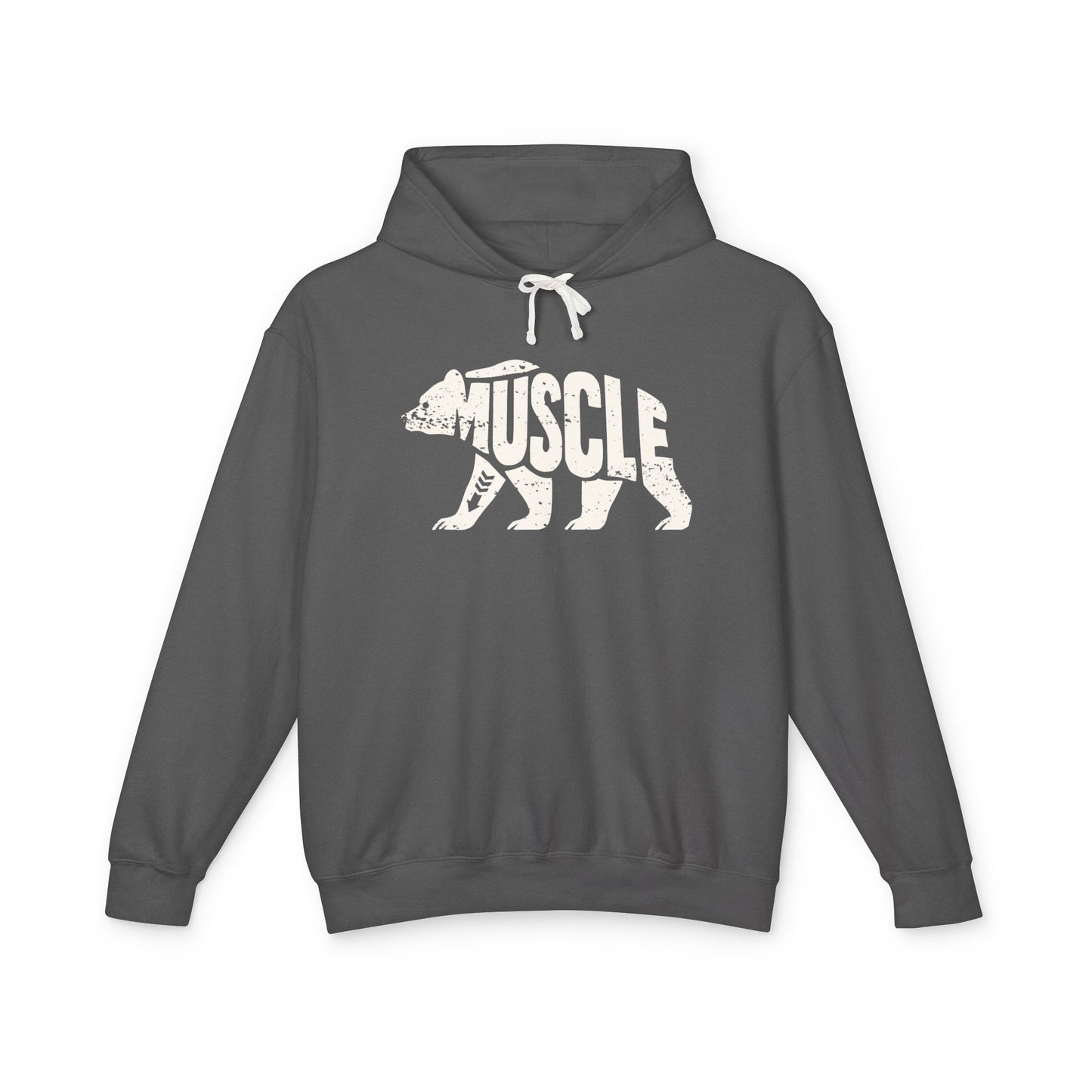 MUSCLE BEAR Lightweight Hoodie - Bone Silhouette Design