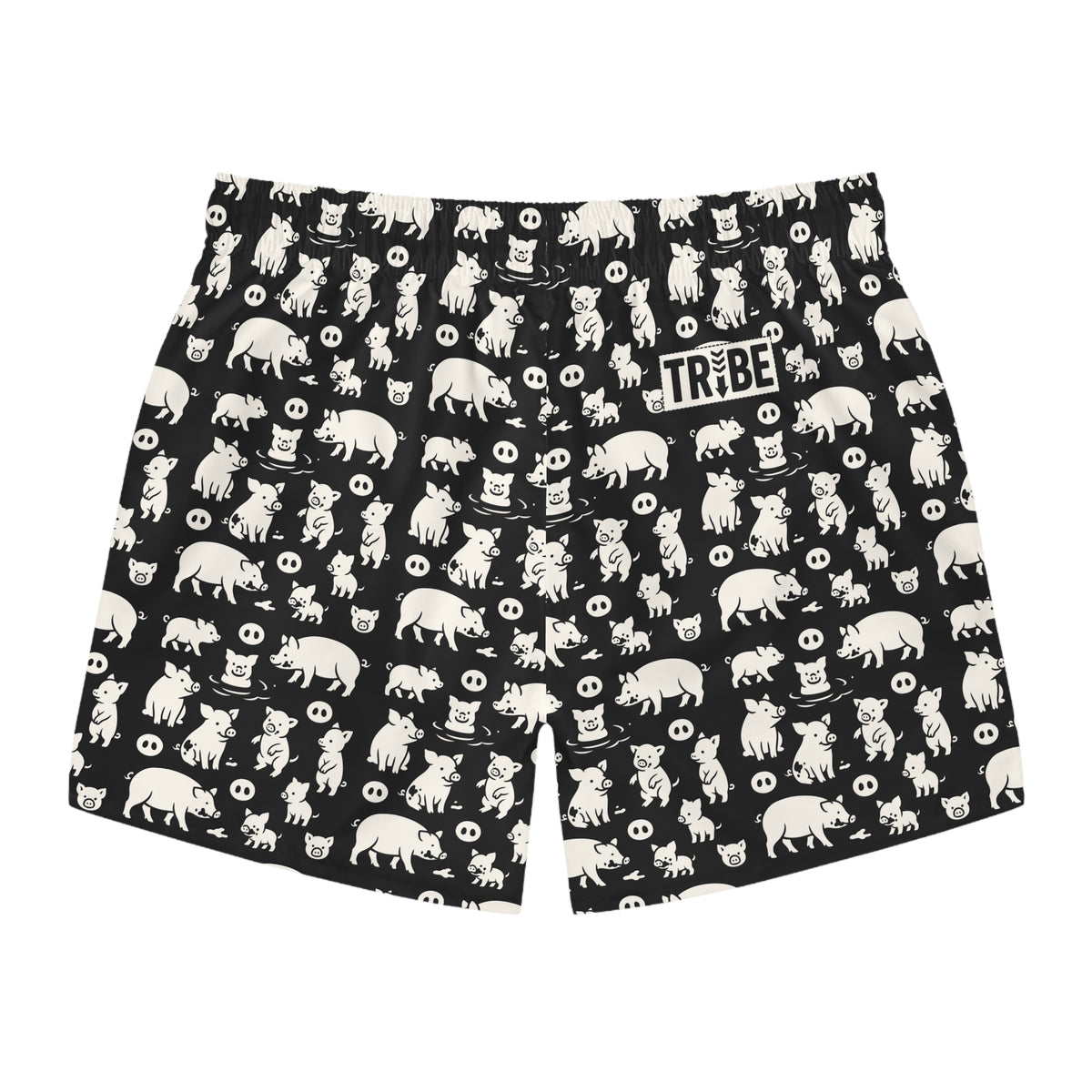 LITTLE PIGGY Imprinted 5-6" Inseam Swim Trunks - Onyx