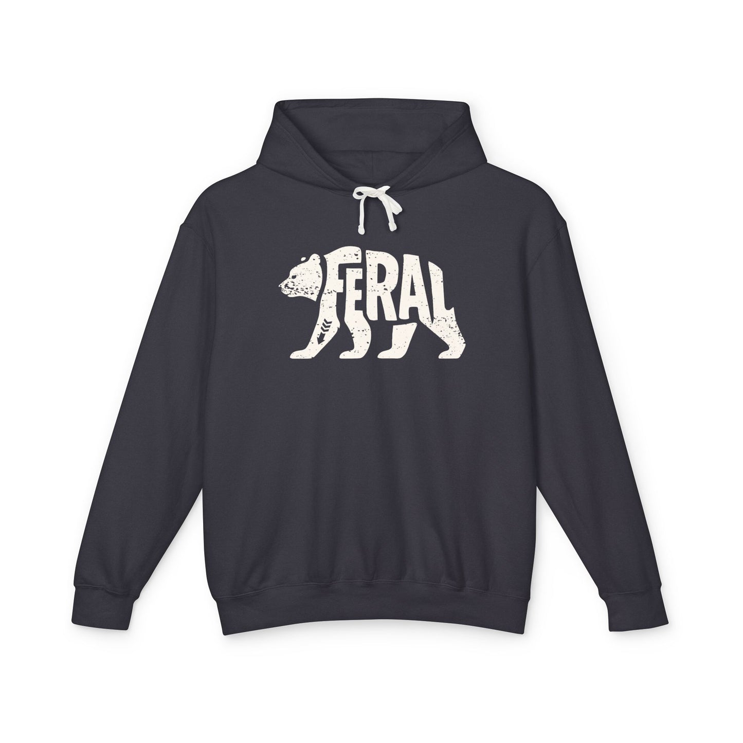 FERAL BEAR Lightweight Hoodie - Bone Silhouette Design