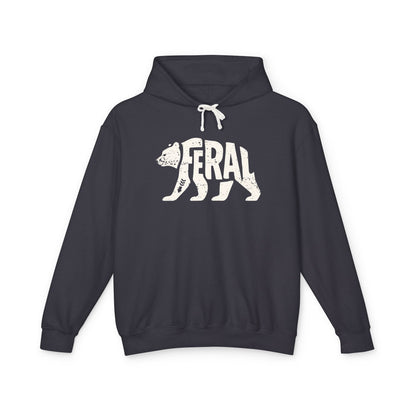 FERAL BEAR Lightweight Hoodie - Bone Silhouette Design
