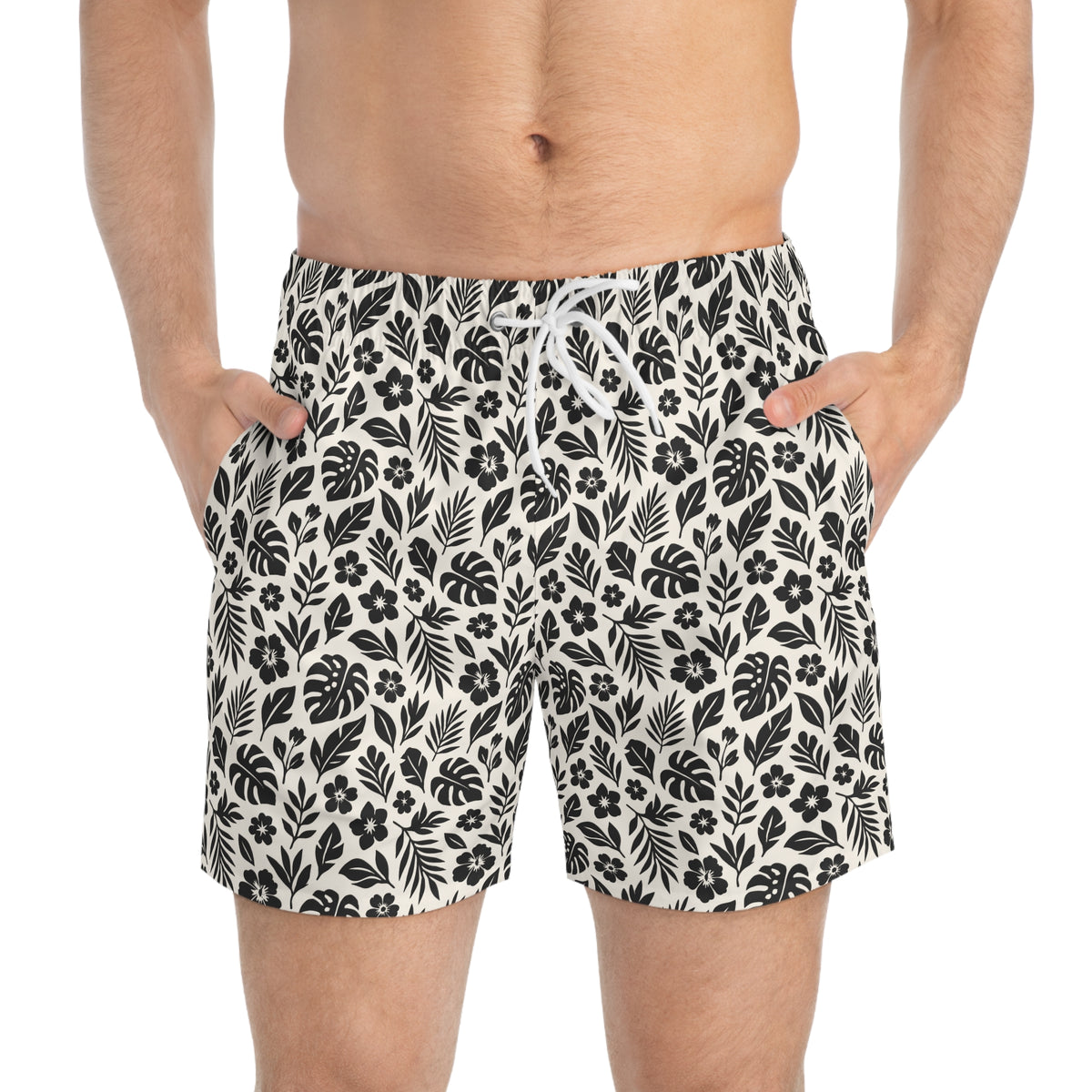 PARADISE Imprinted 5-6" Inseam Swim Trunks - Bone