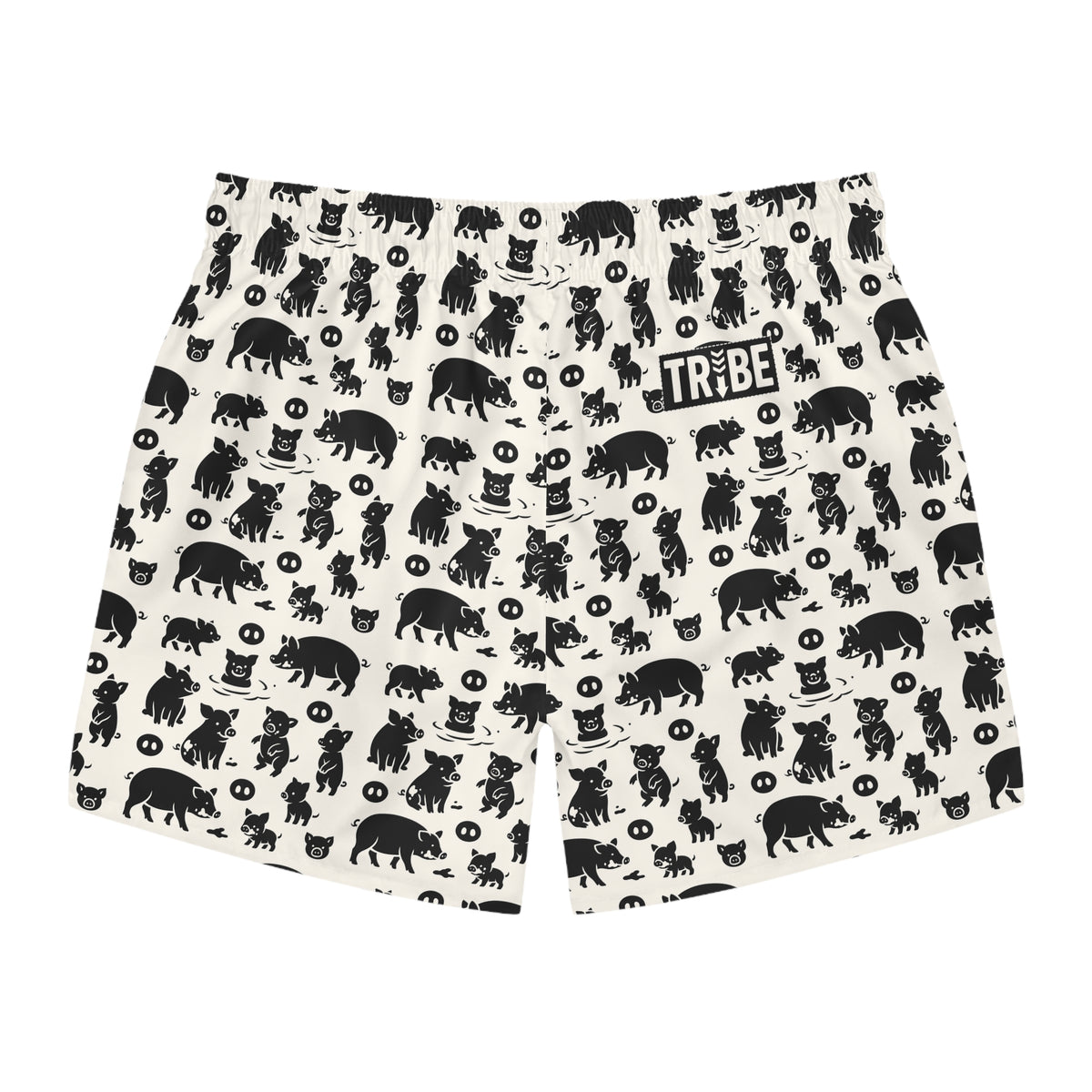 LITTLE PIGGY Imprinted 5-6" Inseam Swim Trunks - Bone