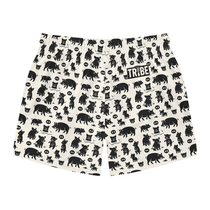LITTLE PIGGY Imprinted 5-6" Inseam Swim Trunks - Bone