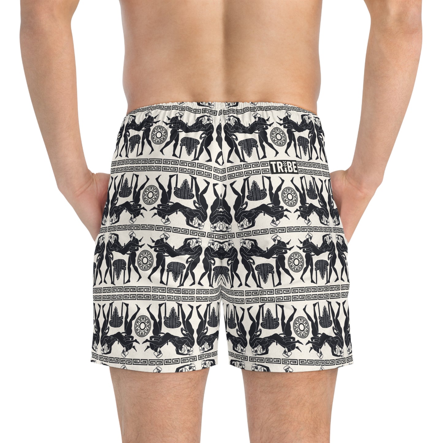SPARTACUS Imprinted 5-6" Inseam Swim Trunks - Bone
