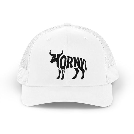 HORNY BULL Snapback Trucker Cap - Onyx Silhouette Design