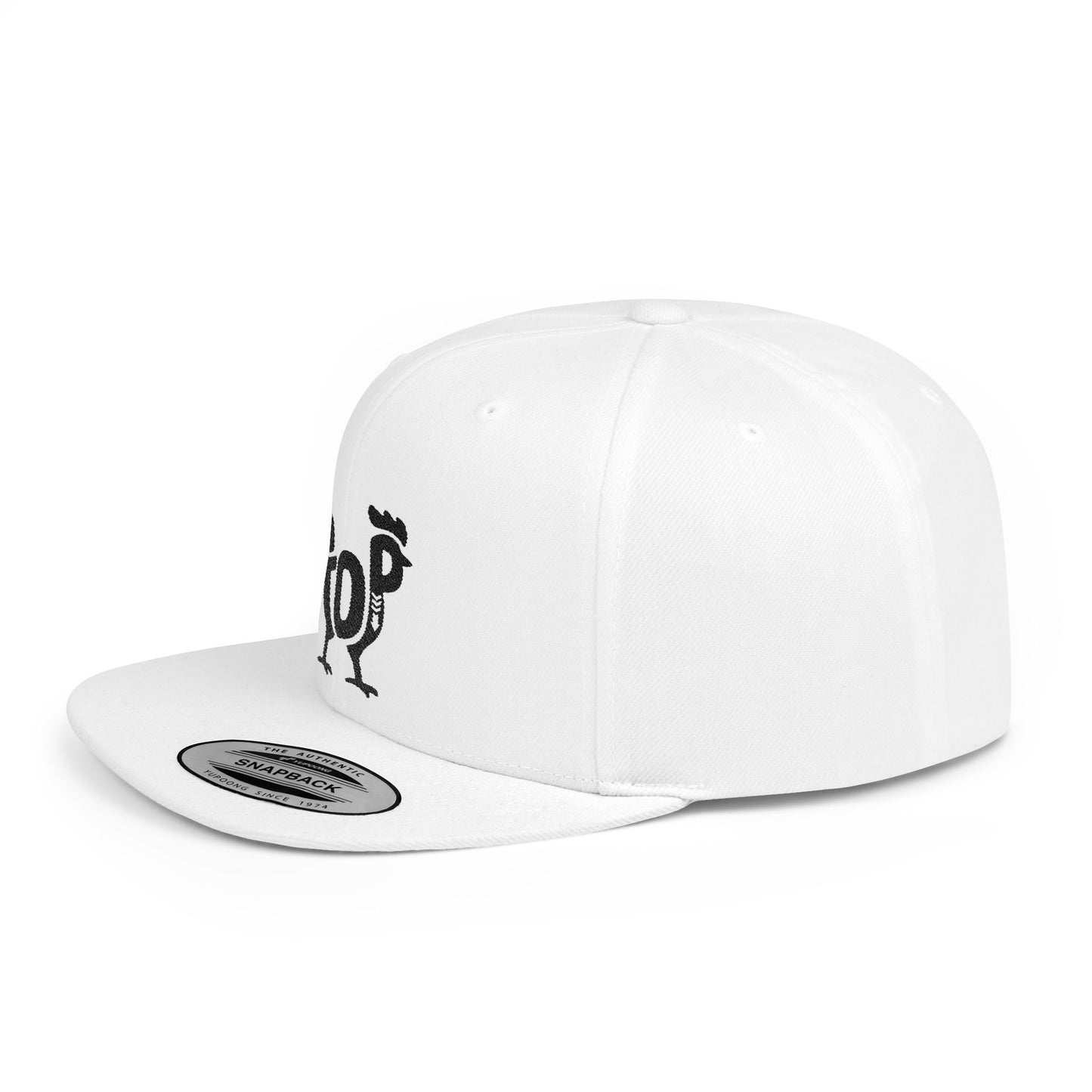 TOP COCK Flat Bill Snapback — Onyx Silhouette Design