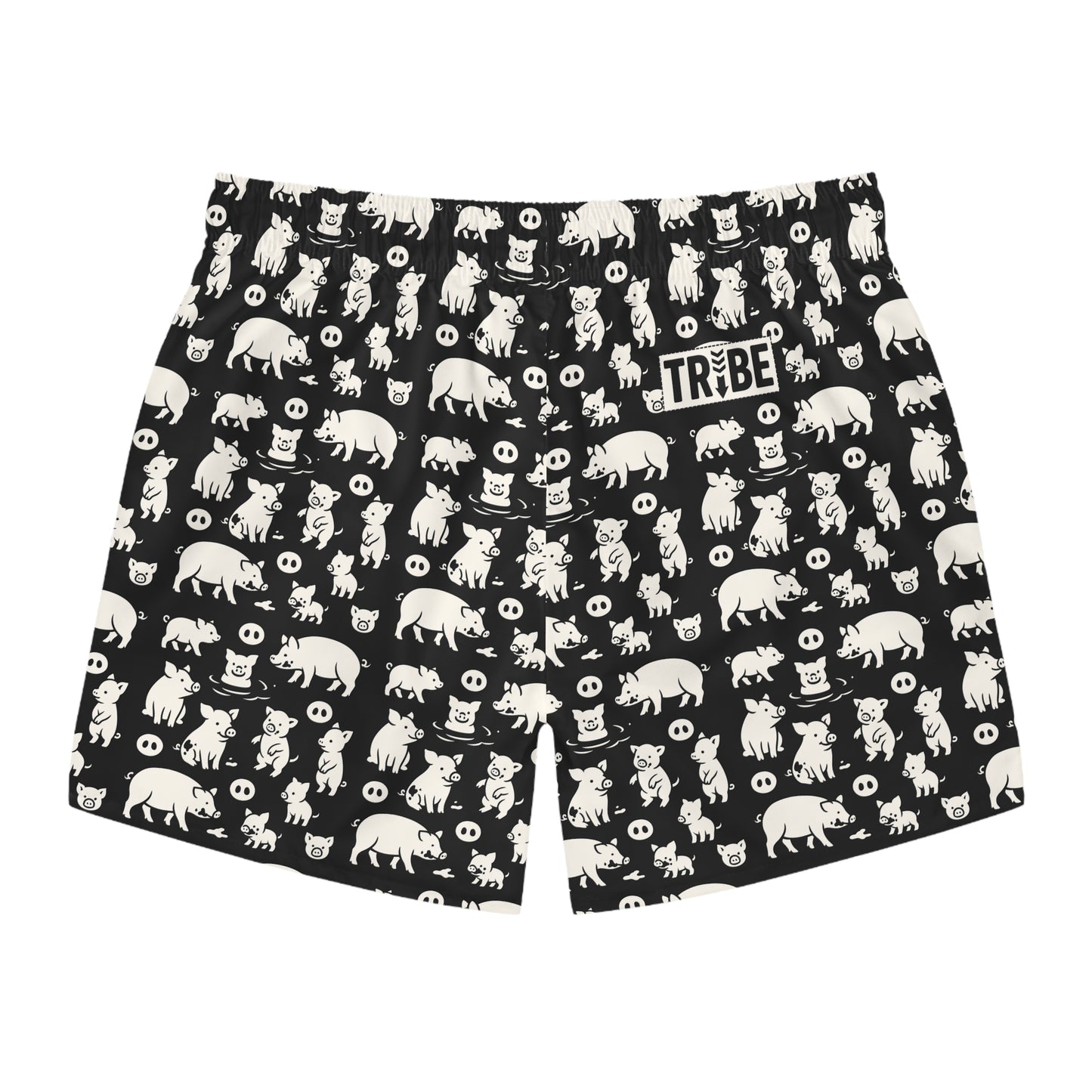 LITTLE PIGGY Imprinted 5-6" Inseam Swim Trunks - Onyx