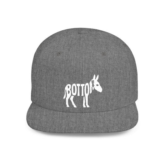 BOTTOM ASS Flat Bill Snapback — Bone Silhouette Design