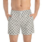SHINE BRIGHT Imprinted 5-6" Inseam Swim Trunks - Bone