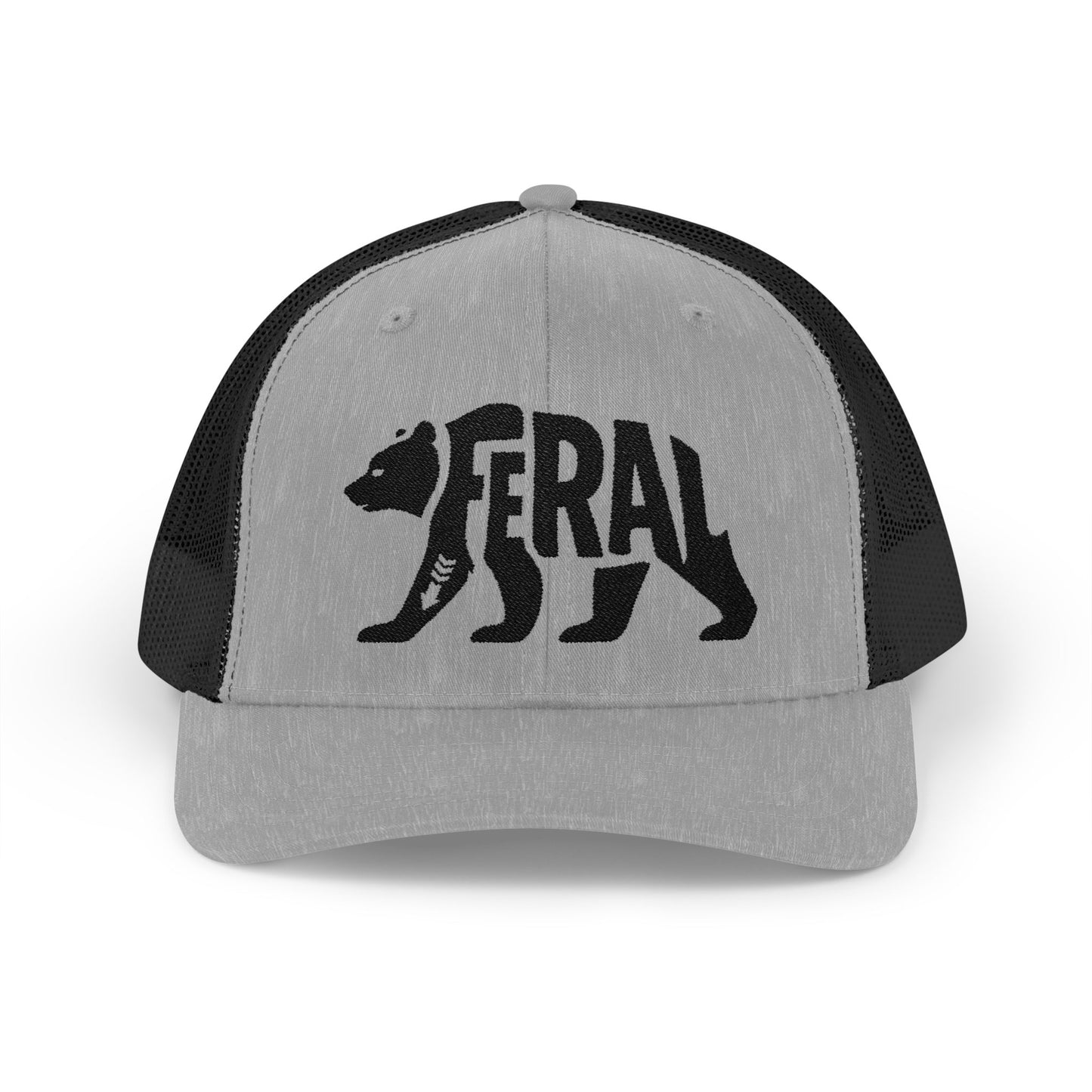 FERAL BEAR Snapback Trucker Cap - Onyx Silhouette Design