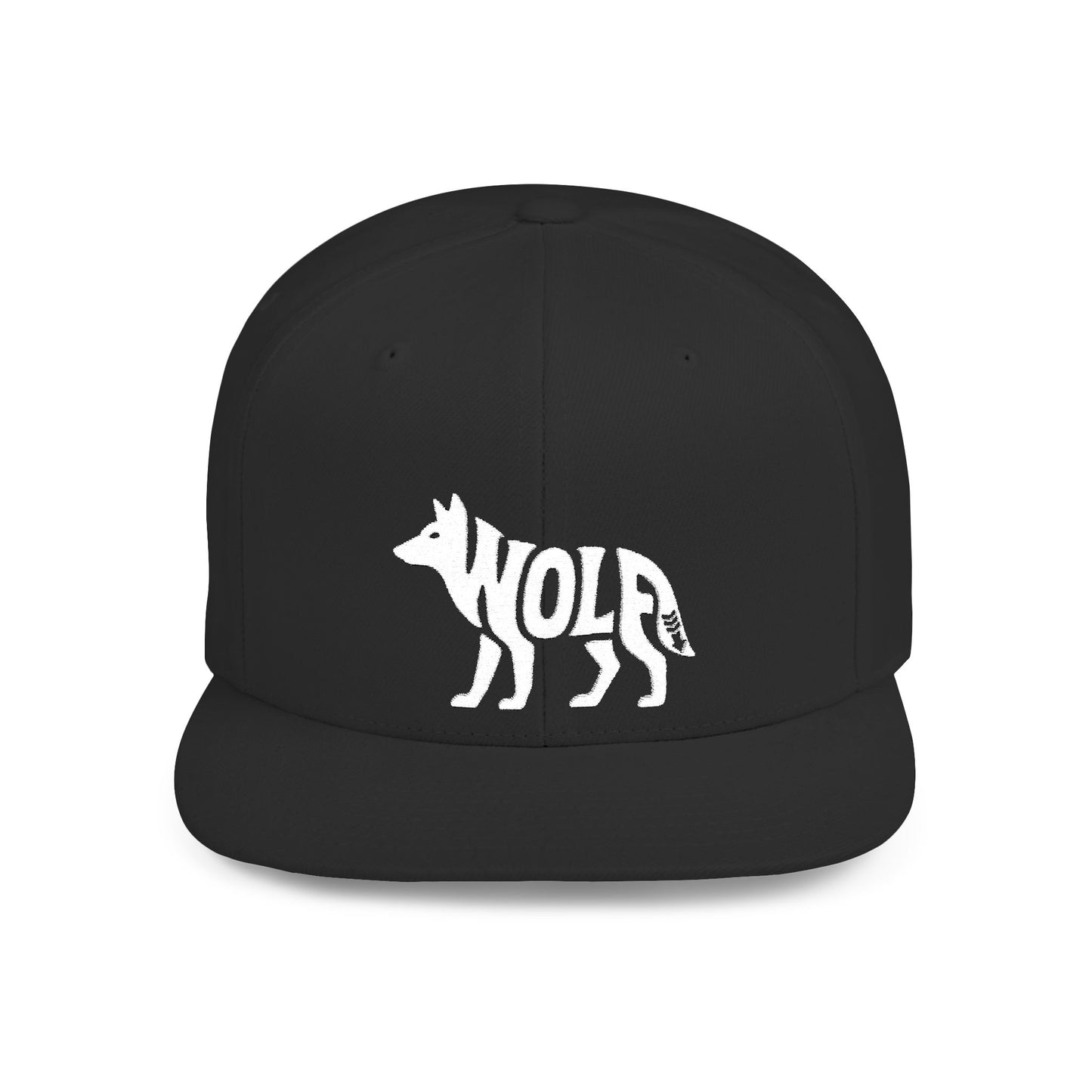 WOLF Flat Bill Snapback — Bone Silhouette Design