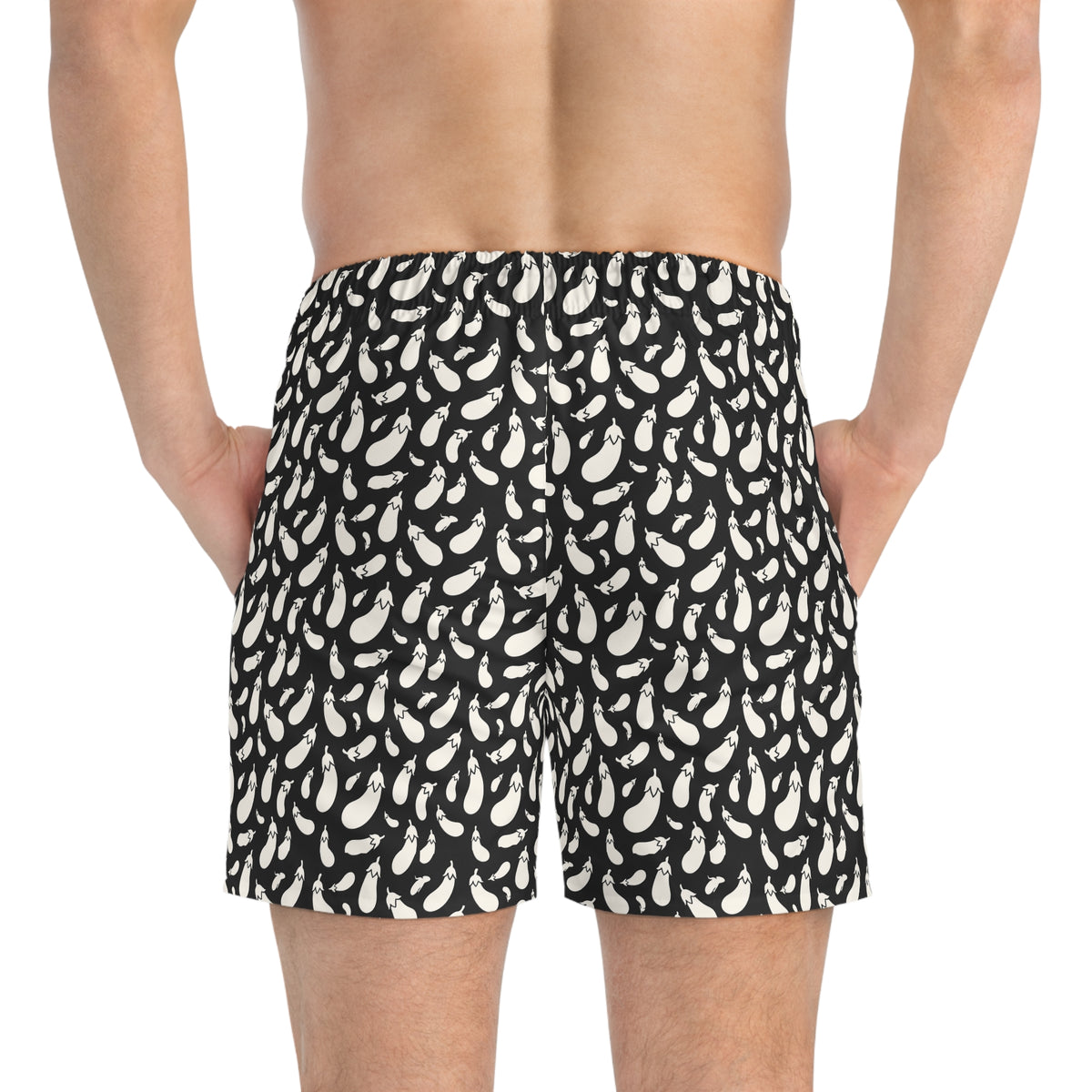 AUBERGINE Imprinted 5-6" Inseam Swim Trunks - Onyx