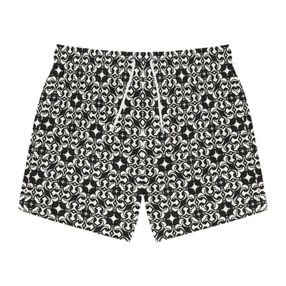 PORTUGAY Imprinted 5-6" Inseam Swim Trunks - Onyx