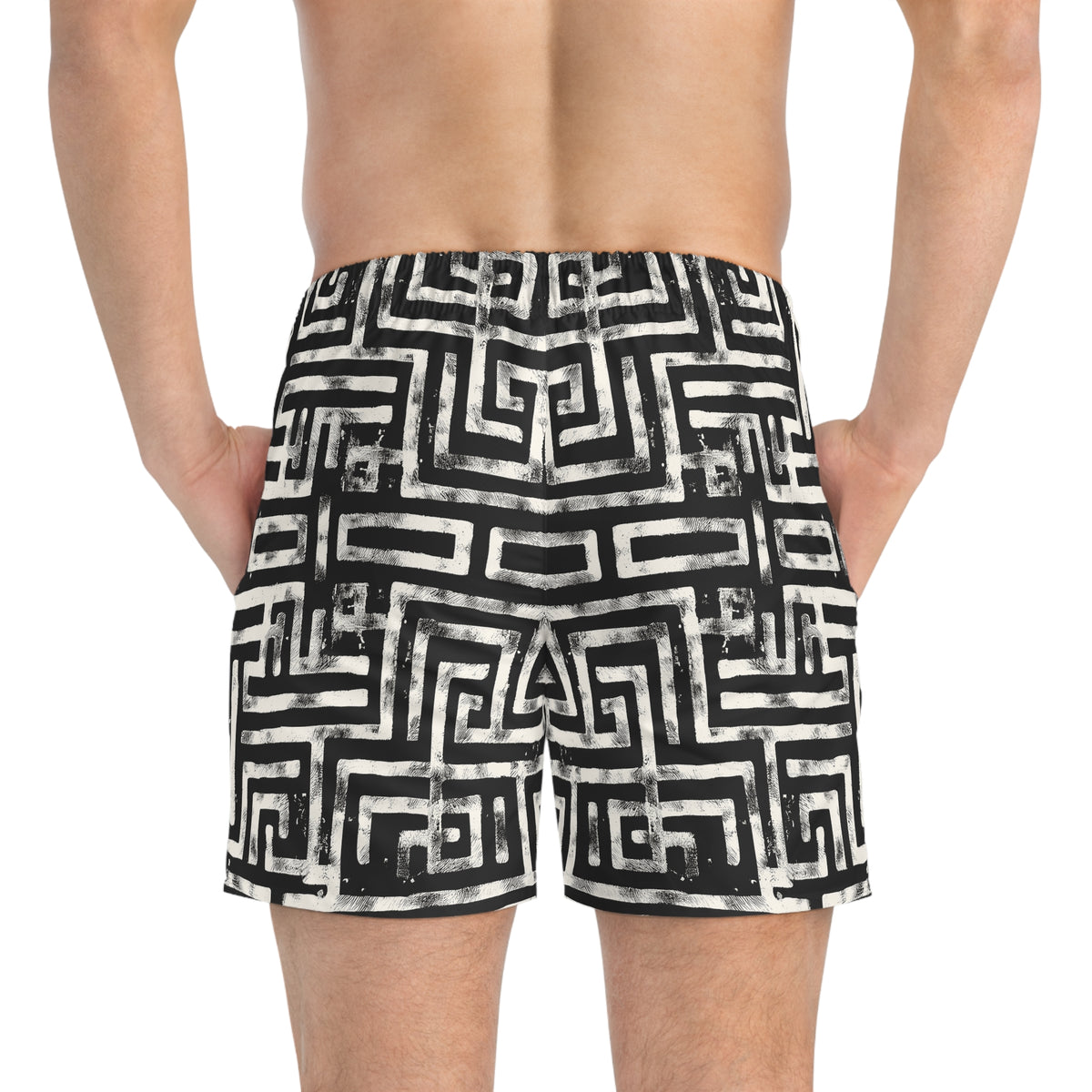 LABYRINTH Imprinted 5-6" Inseam Swim Trunks - Onyx