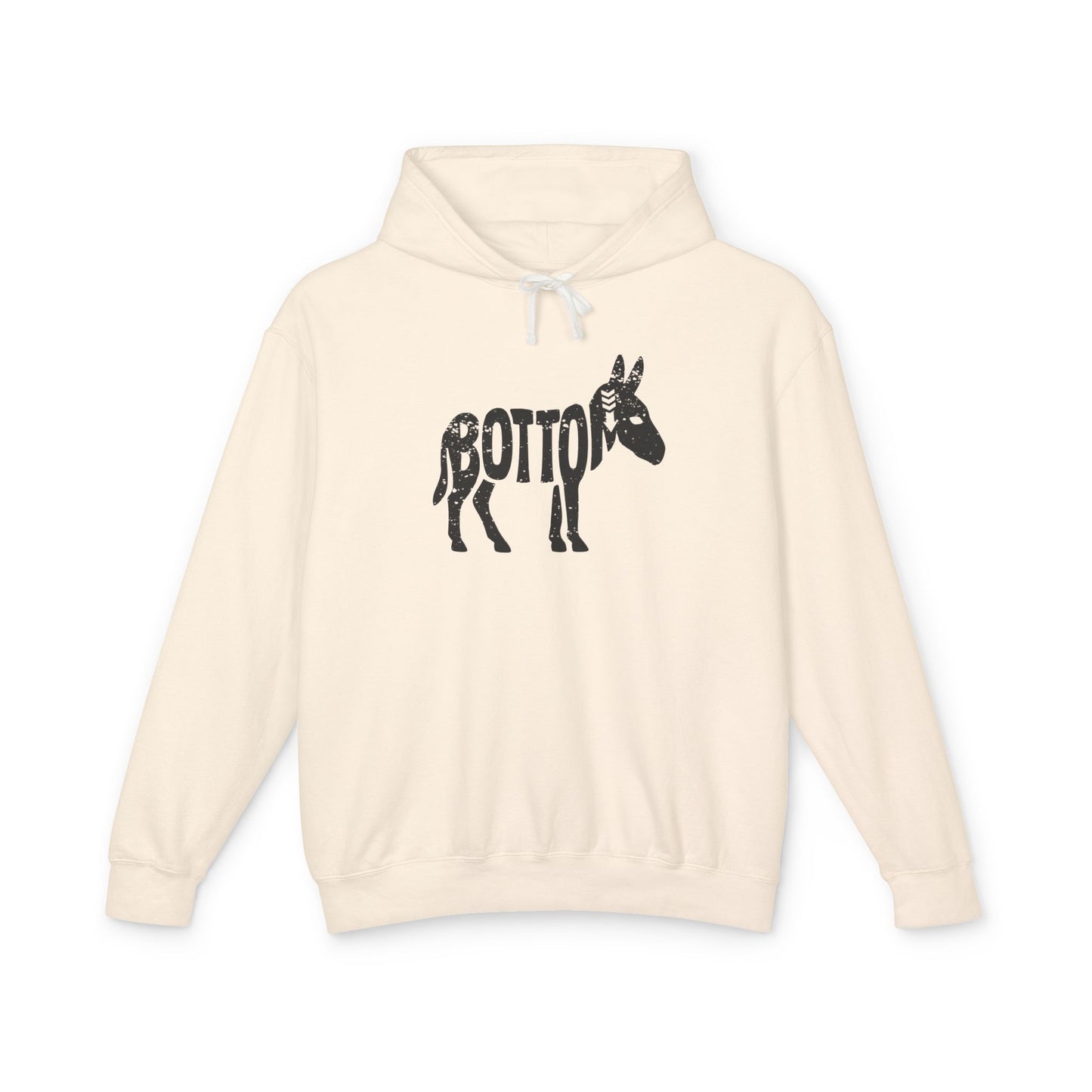 BOTTOM ASS Lightweight Hoodie - Onyx Silhouette Design