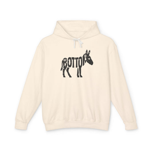 BOTTOM ASS Lightweight Hoodie - Onyx Silhouette Design