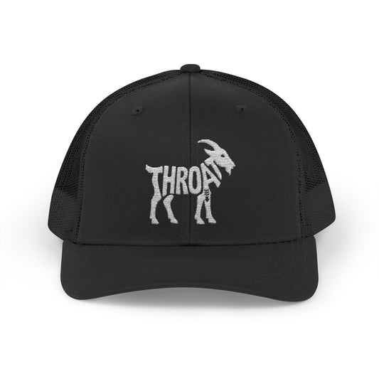 THROAT GOAT Snapback Trucker Cap - Bone Silhouette Design