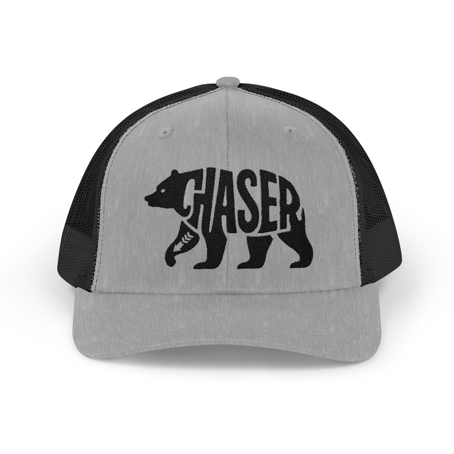 BEAR CHASER Snapback Trucker Cap - Onyx Silhouette Design