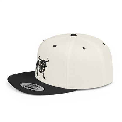 HUNG BULL Flat Bill Snapback — Onyx Silhouette Design