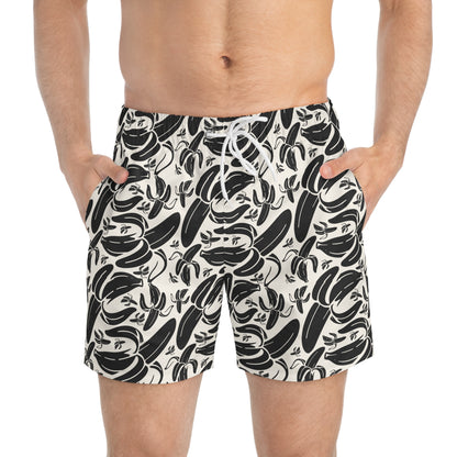 SHIT IS BANANAS Imprinted 5-6" Inseam Swim Trunks - Bone