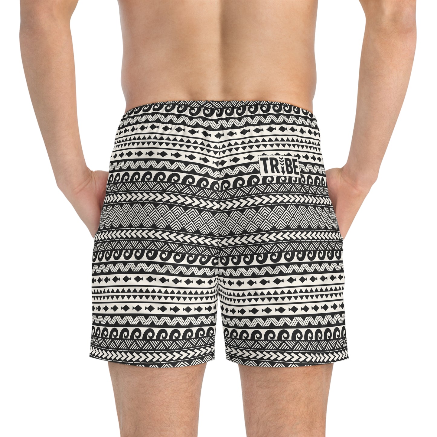 AEGEAN Imprinted 5-6" Inseam Swim Trunks - Onyx