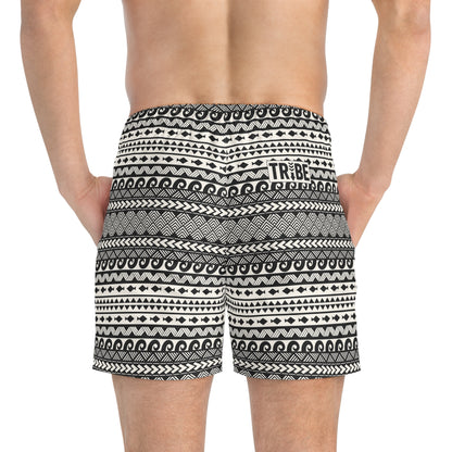 AEGEAN Imprinted 5-6" Inseam Swim Trunks - Onyx