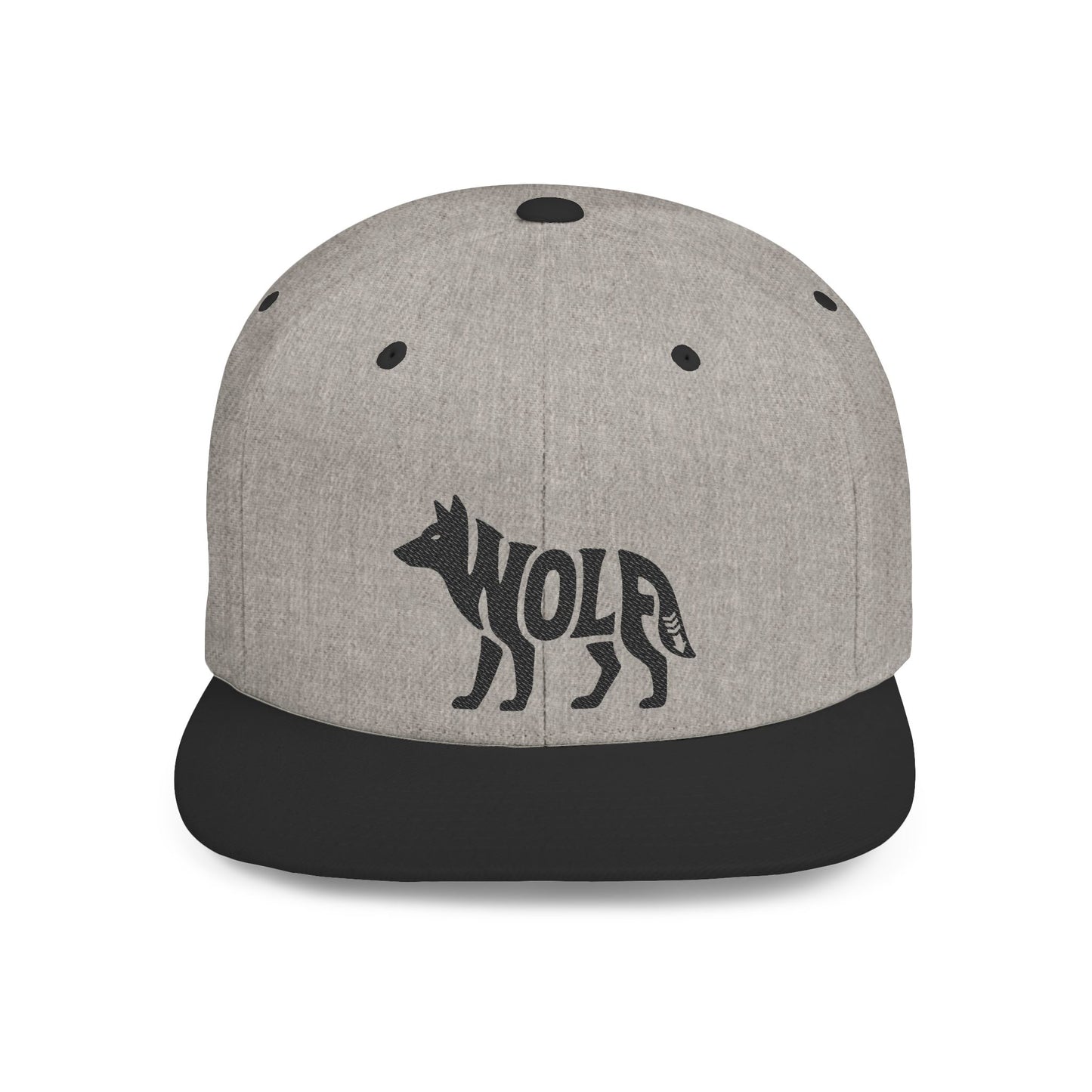WOLF Flat Bill Snapback — Onyx Silhouette Design