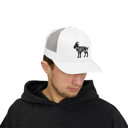 HORNY GOAT Snapback Trucker Cap - Onyx Silhouette Design