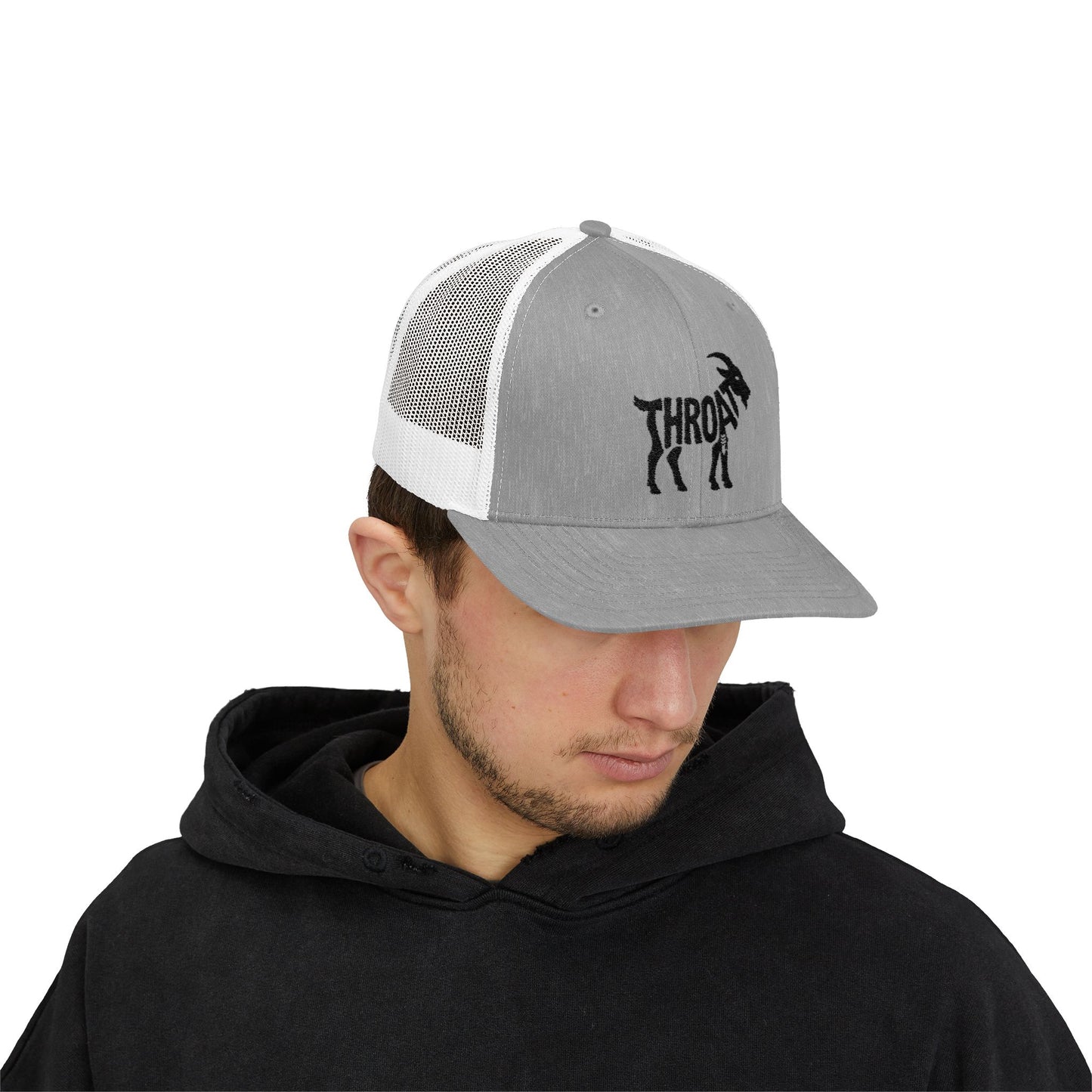 THROAT GOAT Snapback Trucker Cap - Onyx Silhouette Design