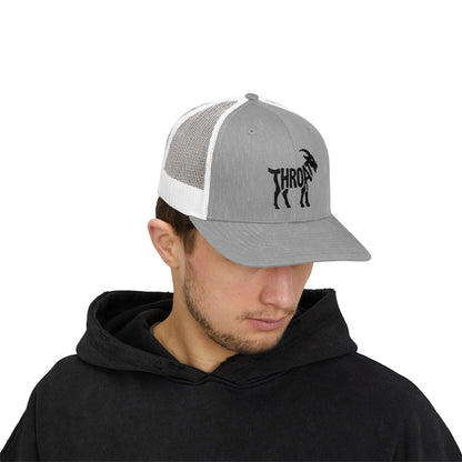 THROAT GOAT Snapback Trucker Cap - Onyx Silhouette Design