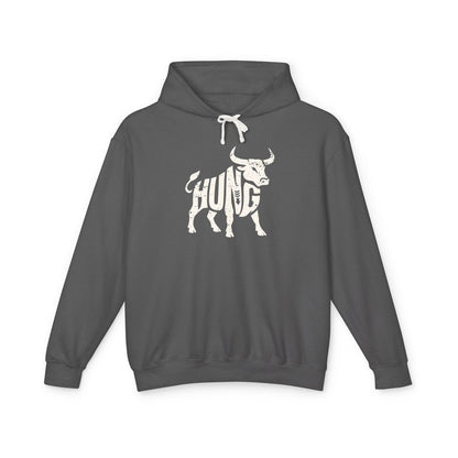 HUNG BULL Lightweight Hoodie - Bone Silhouette Design