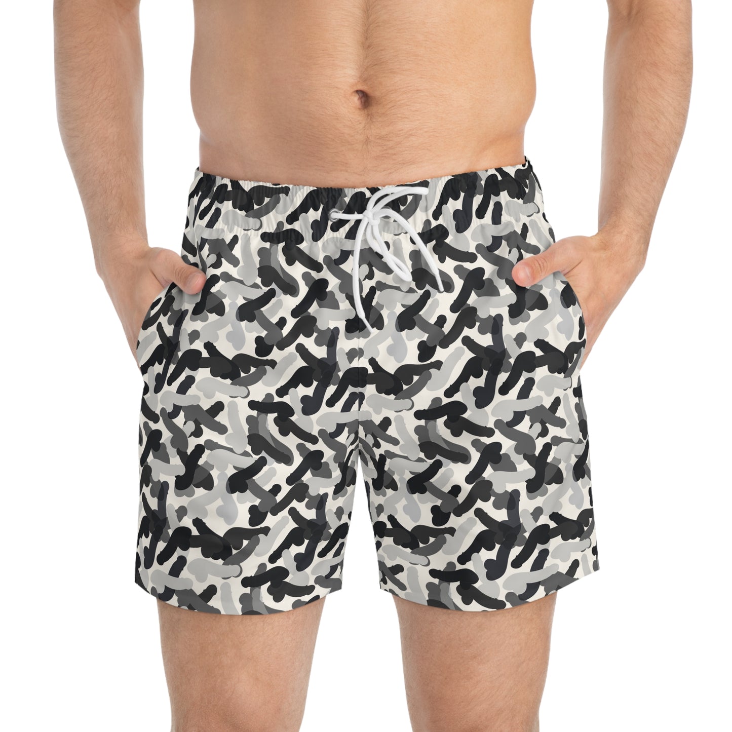 CAMOPHALLUS Imprinted 5-6" Inseam Swim Trunks - Bone