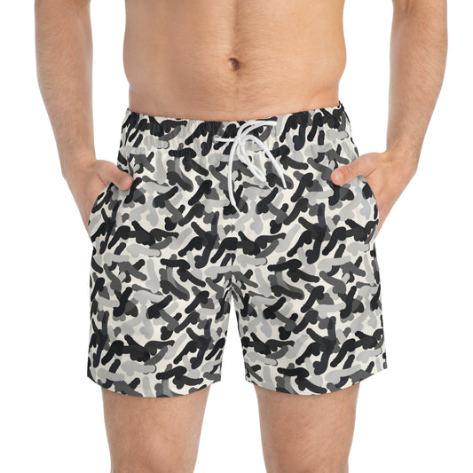CAMOPHALLUS Imprinted 5-6" Inseam Swim Trunks - Bone