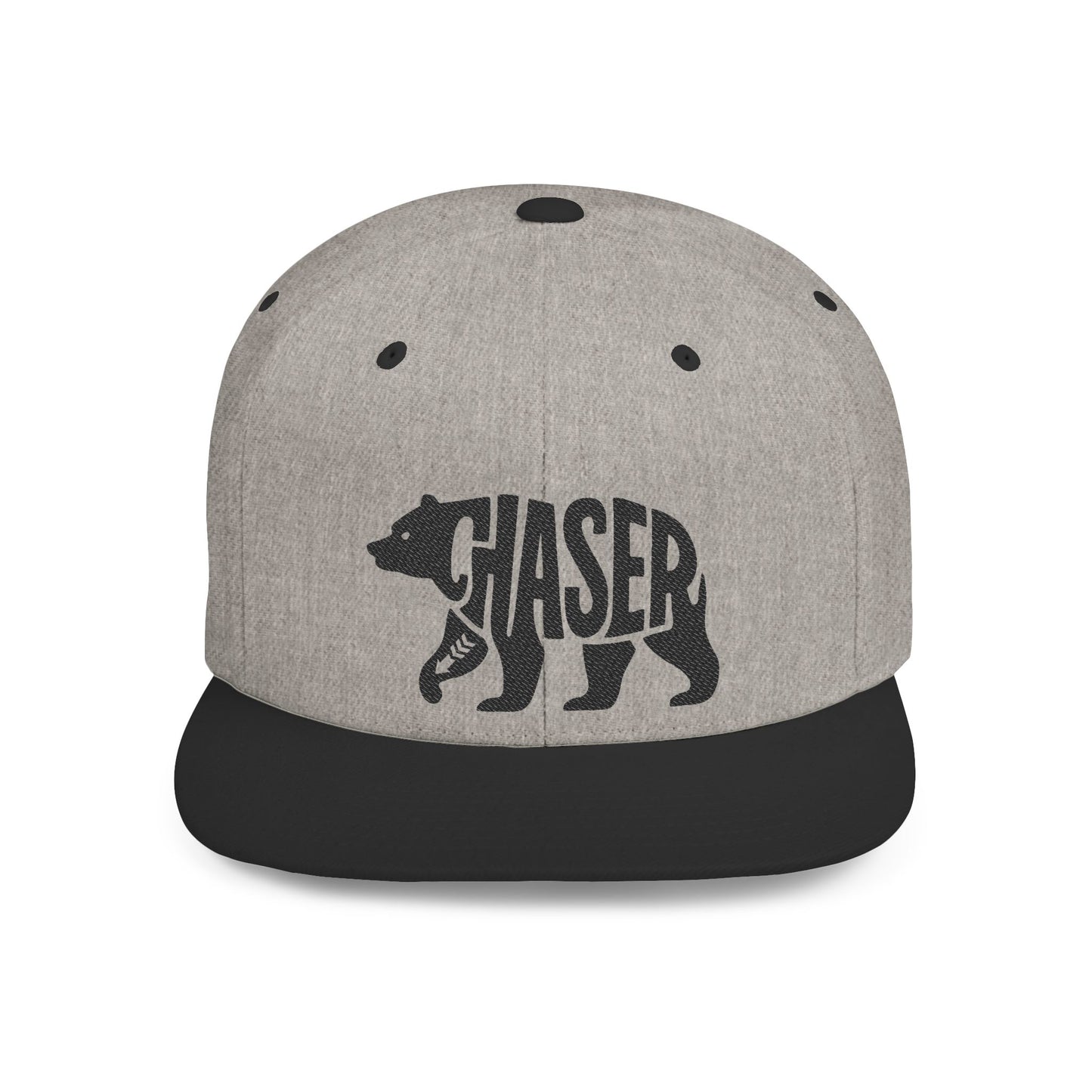 BEAR CHASER Flat Bill Snapback — Onyx Silhouette Design